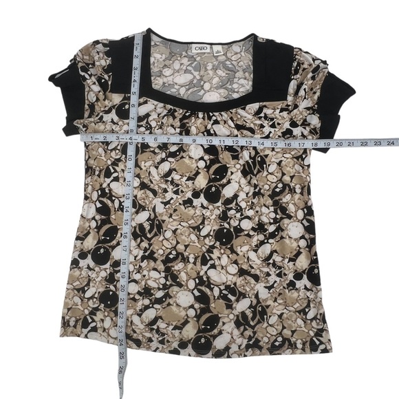 CATO Black Tan Circle Short Sleeve Blouse Size Small Women’s - Picture 4 of 5